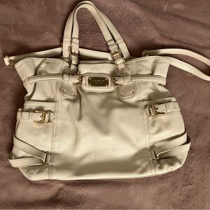 MICHAEL Michael Kors Cream Shoulder Bag with Gold Accents